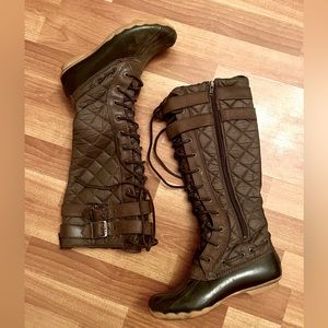 Sperry Olive Green Knee High Winter Duck Boots